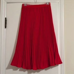 Cherry red pleated midi skirt